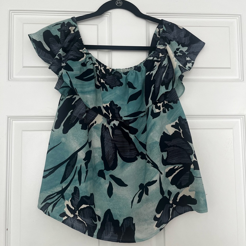 Maeve Off Shoulder Ruffle Floral Print Top